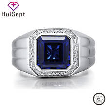 HuiSept Men Ring 925 Silver Jewelry with Sapphire Zircon Gemstone Finger Rings for Wedding Engagement Party Accessory Wholesale 2024 - buy cheap