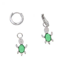 Real 925 sterling silver paved Green stone turtle dangle earring for women summer fashion jewelry lovely animal design earrings 2024 - buy cheap