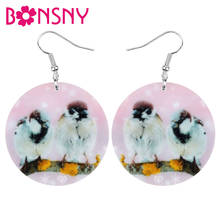 Bonsny Acrylic Round Russet Sparrow Earrings Big Printing Bird Animal Dangle Drop Jewelry For Women Girl Novelty Gift Decoration 2024 - buy cheap