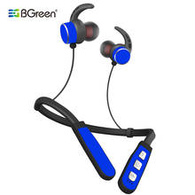 BGreen Bluetooth Sports Earphones  Wireless Soft Neckband Sport Stereo Headset Support TF Card Playing With Mic Magnet Fixing 2024 - buy cheap