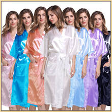 Bata de novia de satén para dama de honor, vestido de noche Sexy de seda para mujer, Kimono sólido, bata de baño, ropa para el hogar 2024 - compra barato