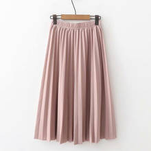 2022 Spring Summer Women High Waist Skirt Solid Color Pleated Skirt Women Causal Midi Skirts 2024 - buy cheap