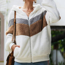 Women's Sweatshirts Patchwork Hoodies Zipper Top Long Sleeve Loose Warm Plush Sweatshirt For Female 2021 Autumn Fashion Hoody 2024 - buy cheap