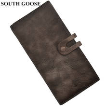 SOUTH GOOSE Classical Genuine Leather Men Wallets Male Long Purse Business Clutch Wallets Card Holder Multi-function Phone Bag 2024 - buy cheap