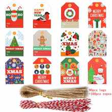 Merry Christmas Paper Hang Tag set Santa Claus Snowman New Year Label Xmas Ornament Christmas Decorations for Home navidad natal 2024 - buy cheap