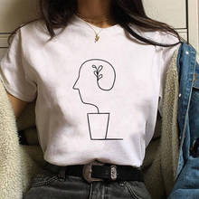 Женская рубашка, элегантная креативная линия, художественные футболки, летние повседневные абстрактные простые футболки, топ в Корейском стиле Harajuku Ulzzang, белые футболки 2024 - купить недорого
