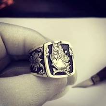 QiLuxy Fashion Gothic Punk Owl Male Retro Ring Owl Pattern Rings for Men Jewelry 2024 - buy cheap