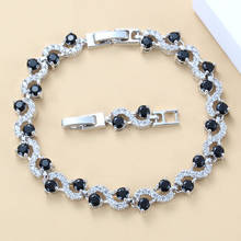 Cor de prata branco preto zircão pulseira saúde moda jóias para mulher livre caixa de jóias sl92 2024 - compre barato
