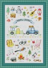 21-cartoon G177-happy camping Counted Cross Stitch  11CT 14CT 18CT DIY Cross Stitch Kits Embroidery Needlework Sets 2024 - buy cheap