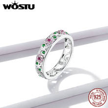 WOSTU Colorful Zircon Folwer Rings 100% Real 925 Sterling Silver Simple Rings For Women Making Fashion Jewelry Gift FNR132 2024 - buy cheap