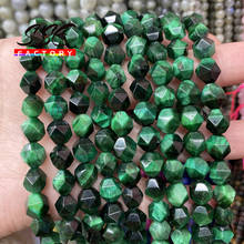 Natural facetado verde tigre olho pedra grânulos espaçador solto 6 8 10mm escolher tamanho para fazer jóias diy brincos pulseiras 15" 2024 - compre barato