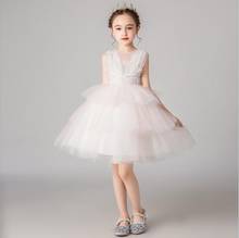 Sequin White Princess Flower Girl Dresses Pearls Ball Gown Tulle Wedding Party Dresses Sleeveless First Communion Dresses 2024 - buy cheap