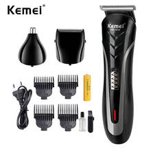 Kemei aparador de cabelo 3 em 1, masculino, elétrico, recarregável, à prova d'água, para barba, nariz, orelha, barbeador 2024 - compre barato