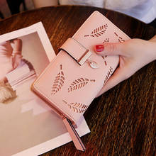 Women Wallet PU Leather Purse Female Long Wallet Gold Hollow Leaves Pouch Handbag for Women Coin Purse Card Holders Clutch 2024 - buy cheap
