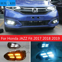 Juego de luces LED de circulación diurna para coche Honda, luces antiniebla con señal de giro amarilla, 12V, ABS, Fit para JAZZ 2017, 2018, 2019, 1 Juego 2024 - compra barato