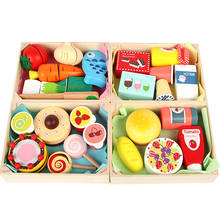 Brinquedos de madeira para crianças, conjunto de sobremesas com corte de frutas, legumes e leite, simulação magnética de comida, brinquedos educativos, presentes 2024 - compre barato