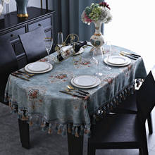 Toalha de mesa vintage luxuosa com borlas, oval para eventos, cozinha, café, jantar, estilo europeu, decoração para casa, jacquard 2024 - compre barato
