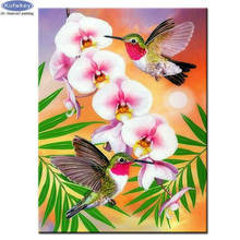 Needlework pintura diamante flor beija-flor diamante bordado tudo broca strass mosaico imagem por números hobby presente 2024 - compre barato