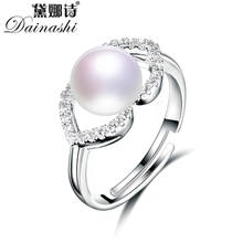Dainashi 925 Sterling Silver Bow-knot Zircon Crystal Ring Fine Jewelry 100% Genuine Freshwater Cultured Pearl Ring Party Gift 2024 - buy cheap