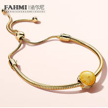 FAHMI-pulsera brillante de oro de 18K para mujer, de plata de ley 100% 925, conjunto de pulsera con cuentas de sol brillante 2024 - compra barato