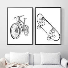 Quadro de pintura em tela para parede de bicicleta, desenho animado, linha, scooter, arte, galeria de impressões, decoração de casa, cozinha, crianças 2024 - compre barato