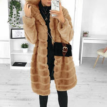 New Fashion Women Faux Fur Long Hooded Coat Autumn Winter Thick Warm Fur Jacket Female Plus Size Outdoor Overcoat Casual Outwear 2024 - buy cheap