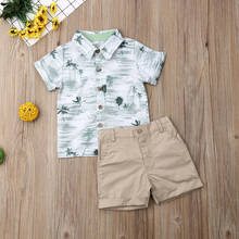 2PCS Children Kids Baby Boys Summer Clothes Set Printed Coconut Tree Tops T Shirt+Shorts Pants Outfits Clothing 1-6T 2024 - buy cheap