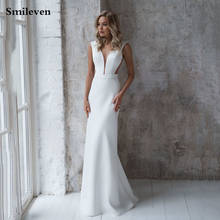 Smileven Beach Mermaid Wedding Dresses 2021 Soft Satin Backless Bride Dress Vestido De Noiva Custom Made 2024 - buy cheap