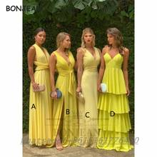 2021 A Line Bridesmaid Dresses Chiffon V Neck Black Girls Floor Length South African Bridesmaid Dress Party Dress 2024 - buy cheap