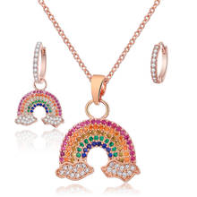 New 3pcs/set Jewelry Sets CZ Zircon Rainbow Pendant Necklace Hoop Earrings Cute Charms Fashion Jewelry For Women Gift Wholesale 2024 - buy cheap