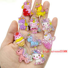 New arrival DIY acrylic cartoon unicorn resin cabochons accessories planar resin horse  for kids hair clips cover  accessories 2024 - buy cheap
