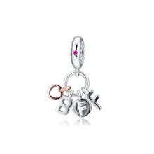 CKK se adapta a la pulsera de Pandora Plata de Ley 925 cuenta de encanto Rosa BFF colgante cuentas dijes DIY joyería fabricación de accesorios para mujer 2024 - compra barato