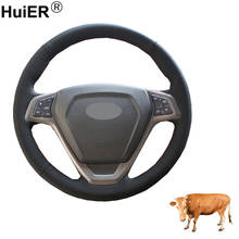 Hand Sew Car Steering Wheel Cover Cow Leather Wrap For Chery Tiggo 3 2011 2012 2013 2014 2015 - 2018 Braid on the Steering wheel 2024 - buy cheap