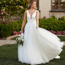 Mbcullyd Bohemia A-line Wedding Dresses Long 2023 V Neck Soft Tulle Boho Bridal Church Gowns For Women Beach vestido de noiva 2024 - buy cheap