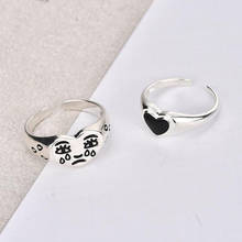 Anéis pretos com coração para mulheres e homens, novo anel fashion punk vintage masculino, joias para presente 2024 - compre barato