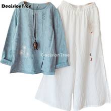 Blusas femininas retrô de chiffon estilo chinês, camisas soltas, de linho e algodão, roupas estilo tradicional chinês, 2021 2024 - compre barato