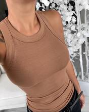 Women Solid Round Neck Ribbed Tank Top Camisole Women Summer Basic Elastic Tank Top O Neck Solid Tank Top 2024 - buy cheap