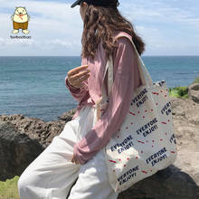 Beibaobao-Bolso de lona con estampado de letras para mujer, bolsa pequeña y fresca, informal, de tela ambiental, gran capacidad 2024 - compra barato
