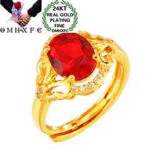 OMHXFC-anillo ajustable de oro de 24KT para mujer, sortija ovalada AAA de Circonia cúbica, para fiesta de cumpleaños, boda, moda europea, RI264 2024 - compra barato