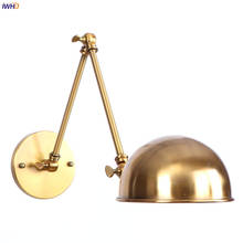 IWHD Loft Decor Retro LED Wall Light Bedroom Stair Mirror Gold Long Arm Industrial Vintage Wall Lamp Sconce Wandlamp Lighting 2024 - buy cheap