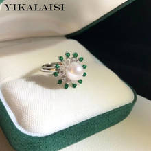 Yikalaisi 925 joia de prata esterlina feminina 8-9mm redonda anéis de pérola de água doce natural 2021 fina nova em atacado 2024 - compre barato