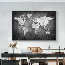 Preto e branco mapa do mundo na lona impressão pintura nórdico cartaz da parede arte imagem para viver noom decoração de casa sem moldura 2024 - compre barato