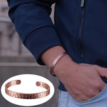 Pure Copper Magnetic Bracelet for Women Men Adjustable Cuff Vintage Crackle Copper Magnetic Bracelet Arthritis Energy Benefits 2024 - buy cheap