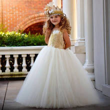 Vestido de desfile para niñas, ropa de princesa de primera comunión, para fiestas y bodas, color dorado 2024 - compra barato