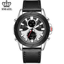 Smael, лидер продаж люксовый бренд светодиодный цифровые кварцевые часы мужские кожаные водонепроницаемые спортивные часы военные часы Relogios Masculino 2024 - купить недорого