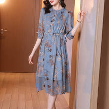 Vestido de verão de seda 100%, elegante, floral, para mulheres, casual, midi, roupas coreanas, moda pph3924 2024 - compre barato