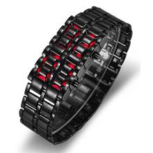 Reloj Digital de Metal para Hombre, pulsera de luz Led de color rojo y azul, estilo samurái deportivo, diseño creativo, a la moda 2024 - compra barato