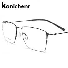 Konichenr óculos quadrados semi ópticos para miopia para homens óculos prescrição armação de liga de titânio sem parafusos 2024 - compre barato