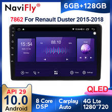 Navifly-kit multimídia para carro, 6gb + 7862 gb, tela qled, 128*1280, android 10, rádio automotivo, reprodutor de multimídia, para renault duster 2002-2015 2024 - compre barato