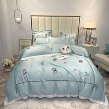 Luxury 600TC egyptian  cotton Queen King Bedding Set  4/7pcs Bed cover Bedsheet Duvet Cover cat embroidery Bed set 2024 - buy cheap
